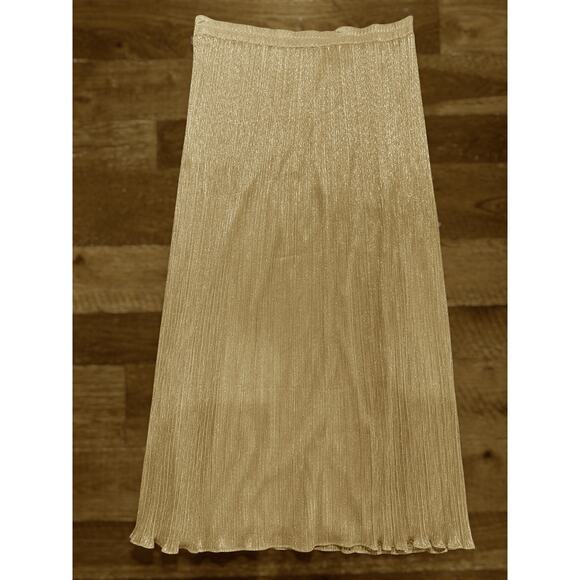 True vintage gold metallic pleated maxi skirt by Jessica Howard - Picture 2 of 7